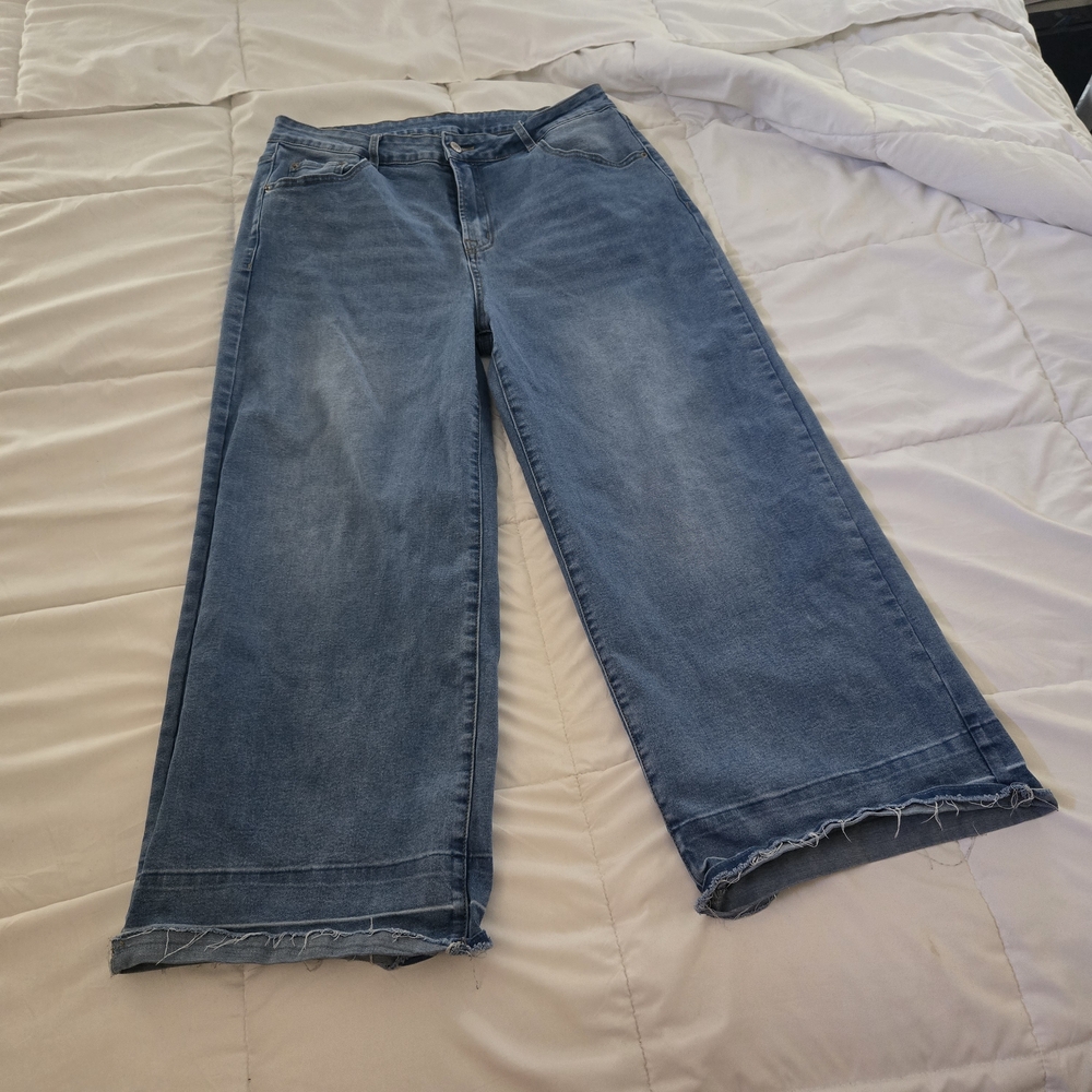 Wide Leg Blue Denim Jeans
